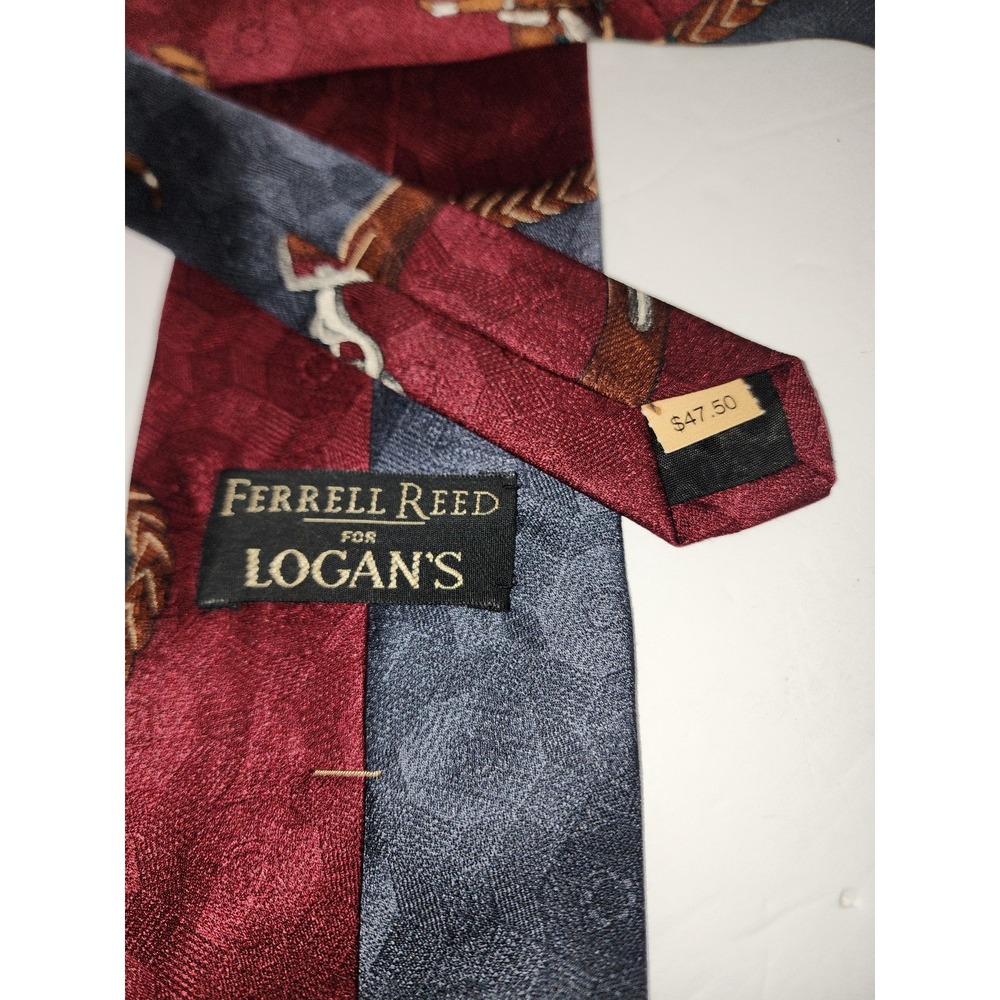 Vintage tie Ferrell Reed‎ for Logan's Derby horses mens silk - Picture 7 of 7